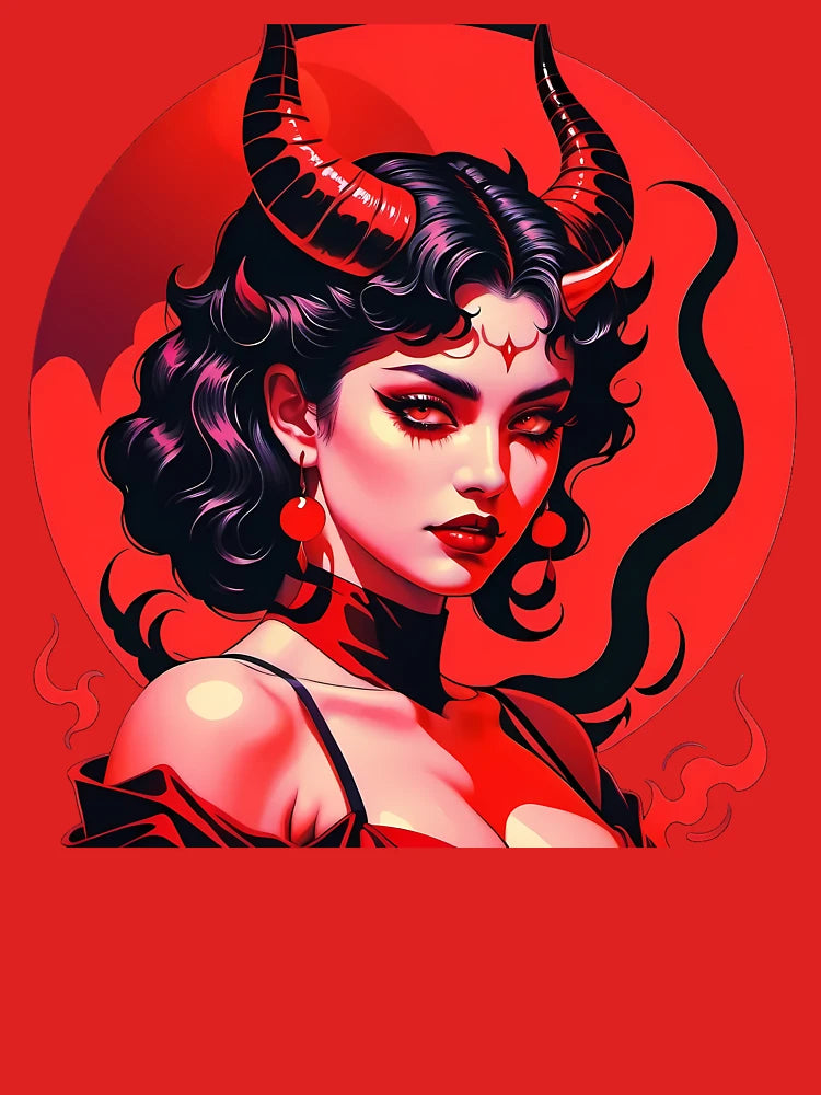 Beautiful infernal succubus in red tones Classic T-Shirt