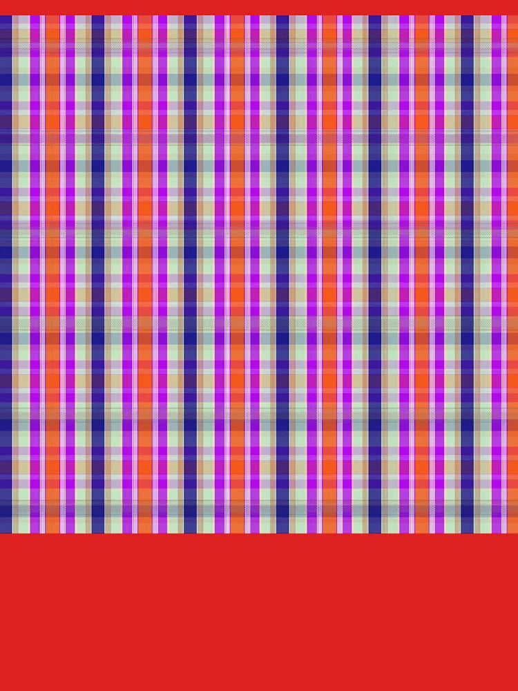 Vibrant plaid pattern featuring mix of red, blue, and white colors, creating lively and dynamic textile design Classic T-Shirt