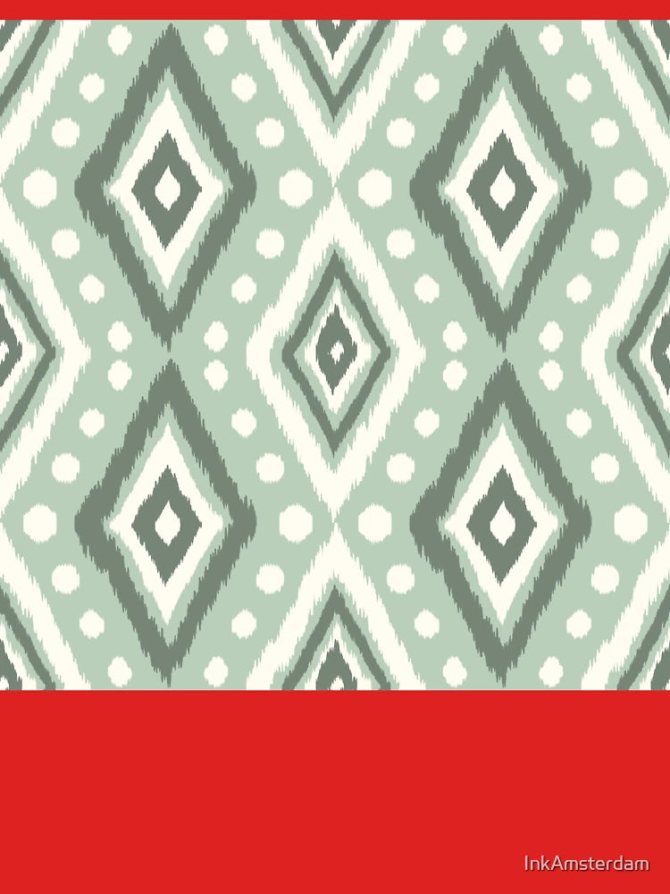 Sage Green Ikat Diamond Pattern with Textured Brushstroke Effect Classic T-Shirt