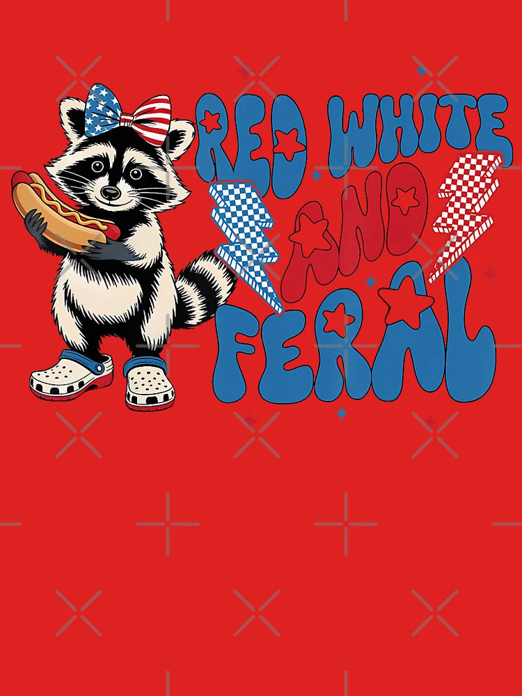 4Th Of July Patriotic Cute Red White And Feral Funny Raccoon Classic T-Shirt