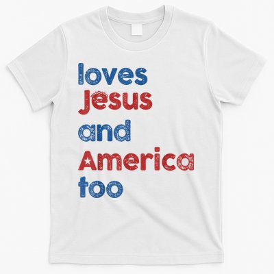 Retro Loves Jesus And America Too T-Shirt