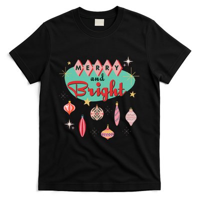 Retro Merry and Bright Mid-Century Modern Christmas Ornament T-Shirt