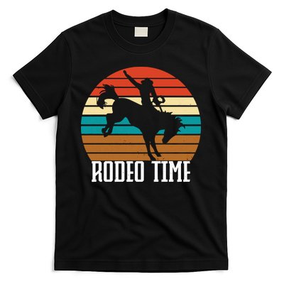 Rodeo Time Cowboy Wranglers Bucking Horse Retro Sunset T-Shirt
