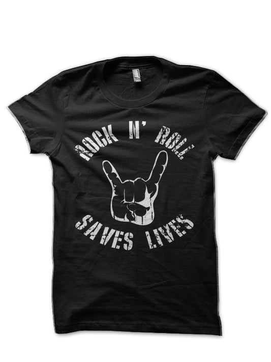 Rock N Roll Saves Lives Black T-Shirt