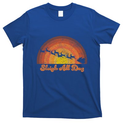 Santa Claus Sleigh All Day Retro Sunset Christmas Design Gift T-Shirt