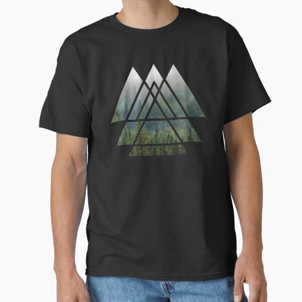 Sacred Geometry Triangles - Misty Forest Classic T-Shirt