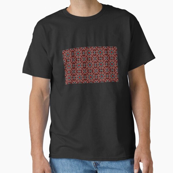 Bold Geometric Star Pattern in Black and Red Classic T-Shirt