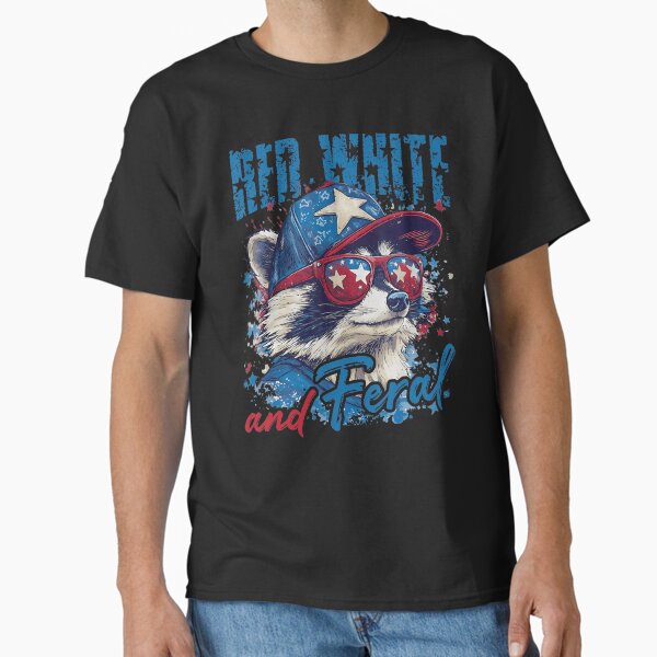 Raccoon 4Th Of July Funny Patriotic Cute Red White And Feral Classic T-Shirt