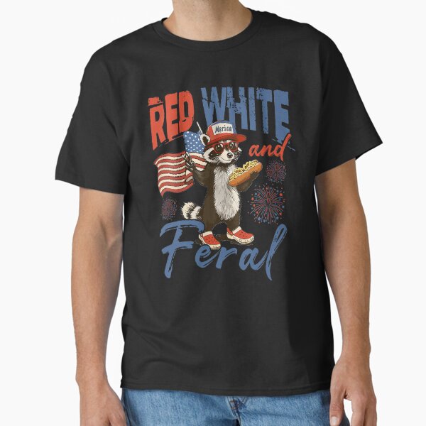 Funny 4Th Of July Patriotic Cute Red White And Feral Raccoon Classic T-Shirt