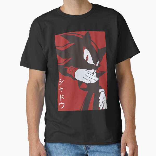 Normal Black Shadow Hedgehog anime manga style Background Red Classic T-Shirt
