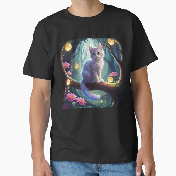 Cute super beautiful cat sitting on a branch Classic T-Shirt