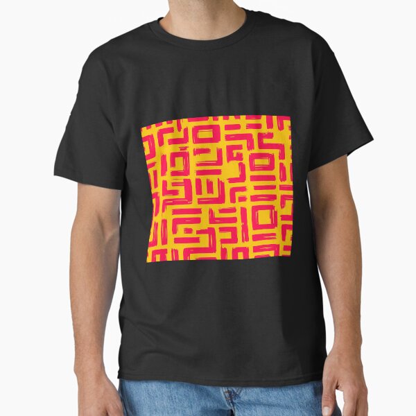 Vibrant Orange Red Maze Pattern Classic T-Shirt