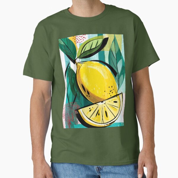 Vibrant Lemon Delight - Bold Colors and Fresh Green Leaves in a Refreshing Composition Classic T-Shirt