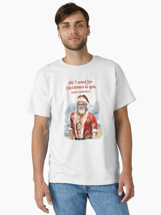All I Want for Christmas is You and a Cold Beer Retro Watercolour Australia Classic T-Shirt