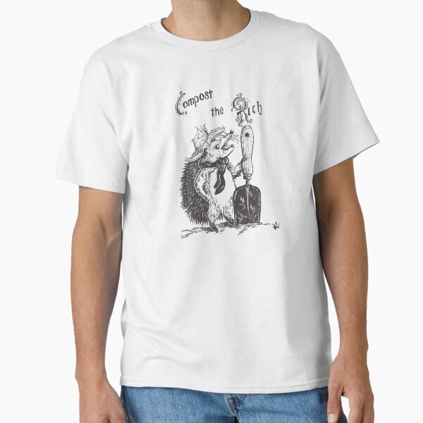 Gardening (and anticapitalist) hedgehog - Linocut version Classic T-Shirt