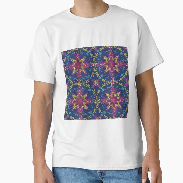 Textured Ethnic Stripes And Interlocking Geometric Weave Classic T-Shirt