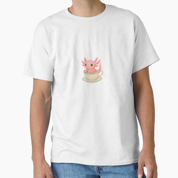 A Cute Axolotl Sitting Inside a Teacup (Pink) Classic T-Shirt