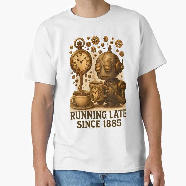 Running Late Since 1885 – Steampunk Coffee Robot Classic T-Shirt