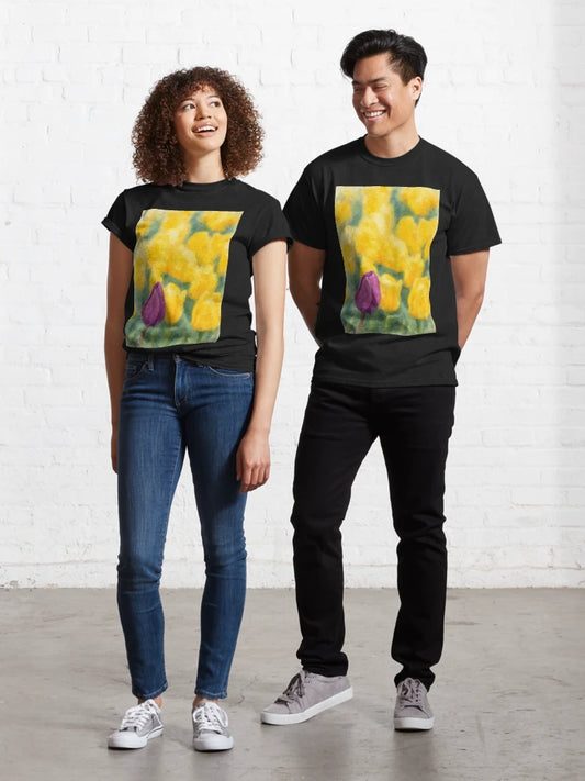 Purple Tulip in Watercolor – AI from Original Photo Classic T-Shirt