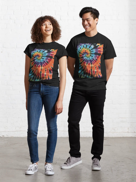 Beautiful Spiral Dye with Blue, orange and purple tie dye - colorful or playful tie-dye print Classic T-Shirt