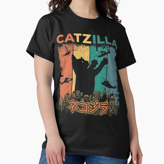 Catzilla Japanese Funny Retro Catzilla Classic T Shirt