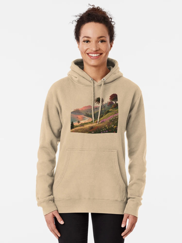 Enchanting Sunset: Mystical Hillside Seaside Forest Classic T-Shirt