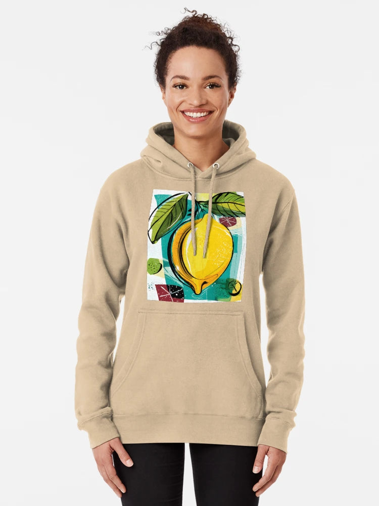 Vibrant Lemon Burst - Bold Lemon Surrounded by Geometric Shapes and Leaves in Dynamic Composition Classic T-Shirt