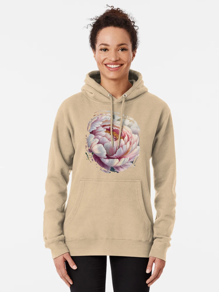 Pink peony with dew drops, Elegant flowers closeup of a delicate peony, Romantic petal design with water drops Pink and white peony blossom, Dreamy floral motif Classic T-Shirt