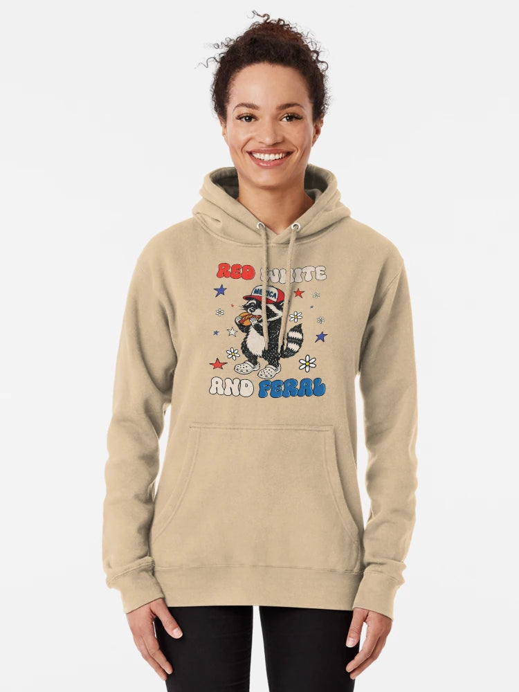 Red White And Feral Funny Raccoon 4Th Of July Patriotic Classic T-Shirt