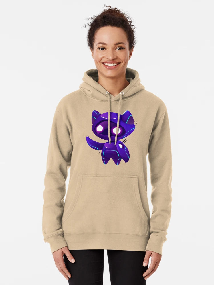 Cyber Cat Robot Design Kawaii Futuristic Neon Purple Character Classic T-Shirt