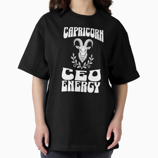 Capricorn CEO Energy - Horoscope Zodiac Astrology Retro Art Oversized T-Shirt