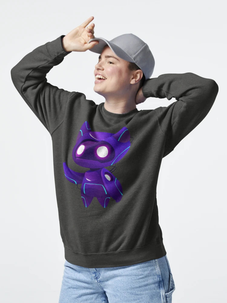 Cyber Cat Robot Design Kawaii Futuristic Neon Purple Character Classic T-Shirt