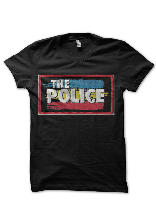 The POLICE Striped Logo Black T-Shirt