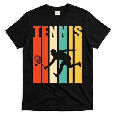 Tennis Player Gifts Retro Sunset Tennis Racquet & Ball Coach T-Shirt