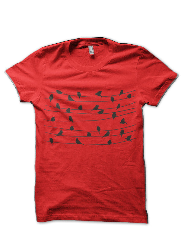 Birds On A Wire Red T-Shirt