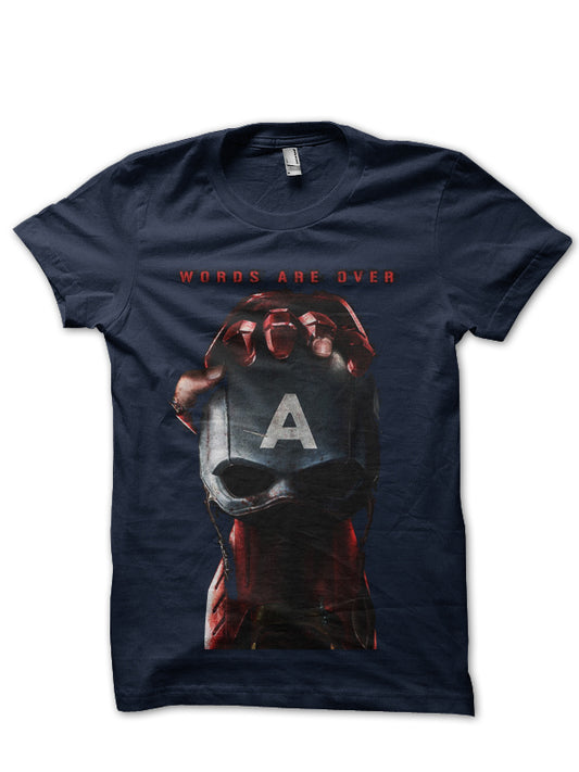 Words Are Over Navy Blue T-Shirt